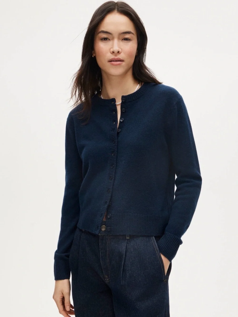J.Crew Perfect Cashmere Cardigan Navy 100% Cashmere Size M NWT $178